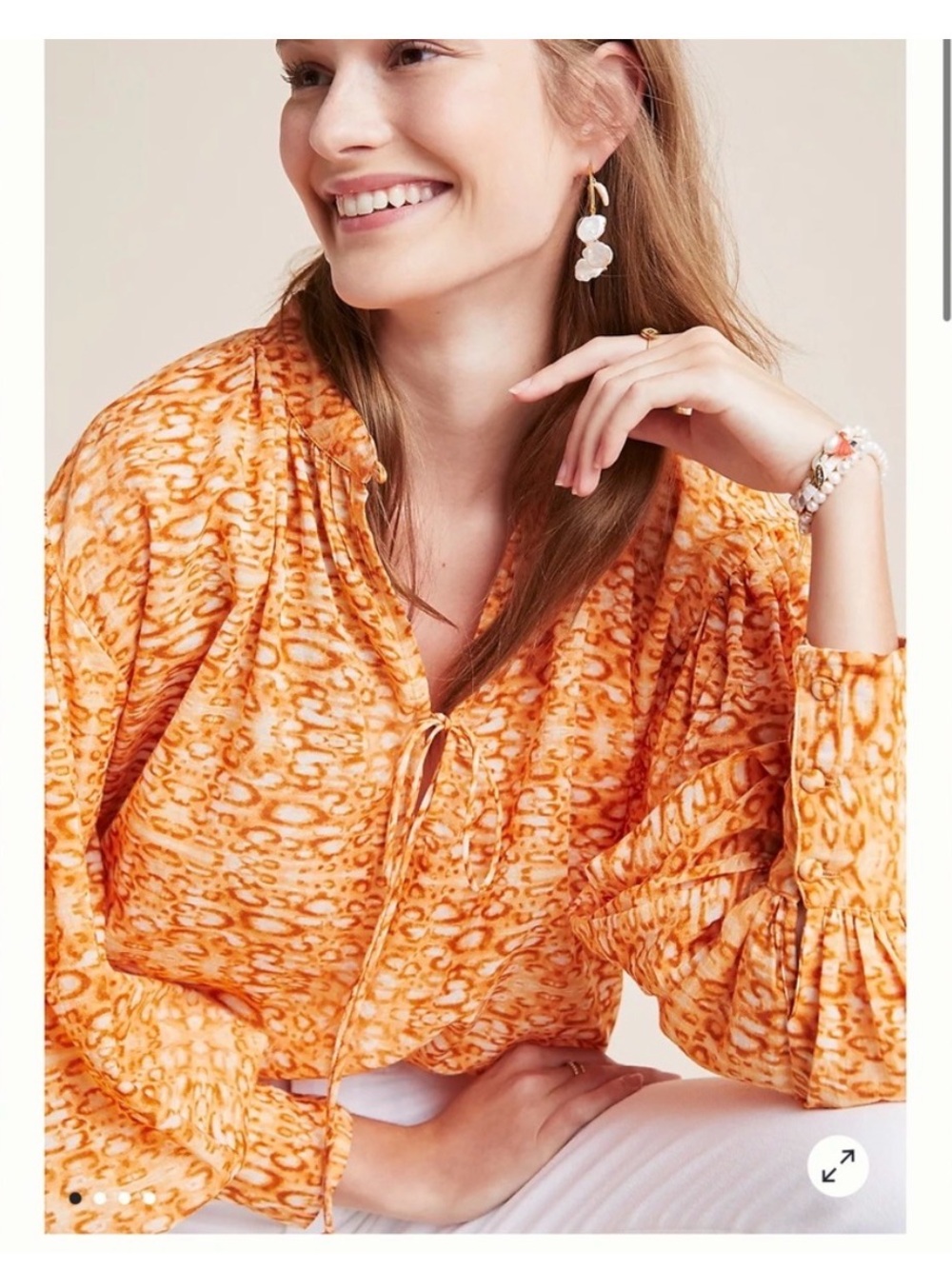 Anthropologie Kinga Csilla 4 Sera Orange Tie Dye Boho Blouse